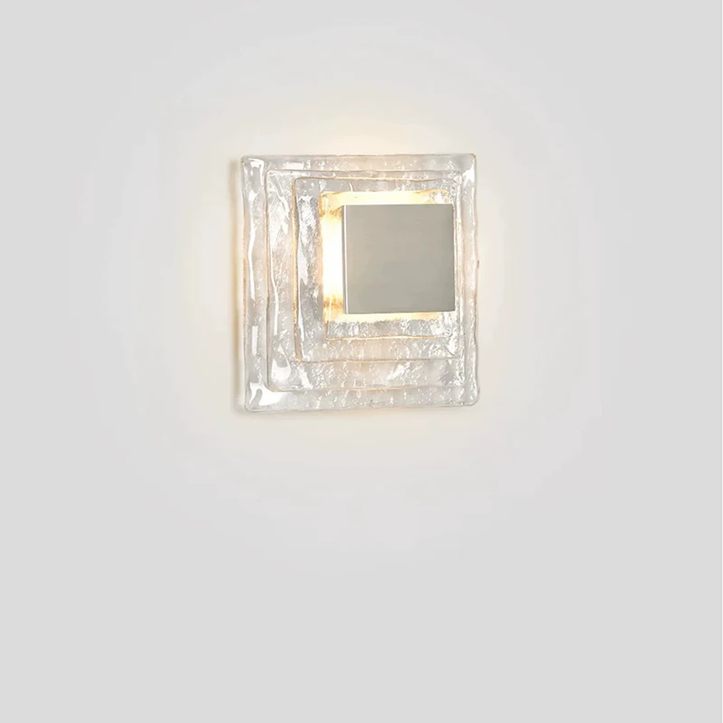 Glacier Glass Wall Lamps Square Transparent Glass Bedroom Bedside Light Medieval Bauhaus Corridor Living Room Decor Wall Lights