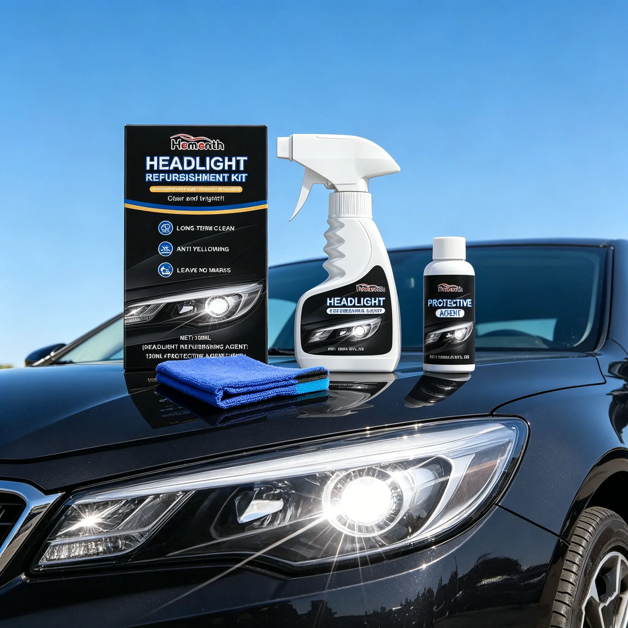 

Headlight Restoration Kit Eliminates Yellowing UV Protection Repair Scratches Restores Clear Shining Headlamp Car Accessory 1set