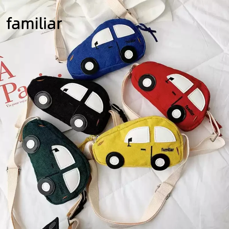 Kawaii Familiar Children Chest Bag 20*11*4cm Cartoon Car Crossbody Coin Purse Fashion Stripes Shoulder Bag Familiar