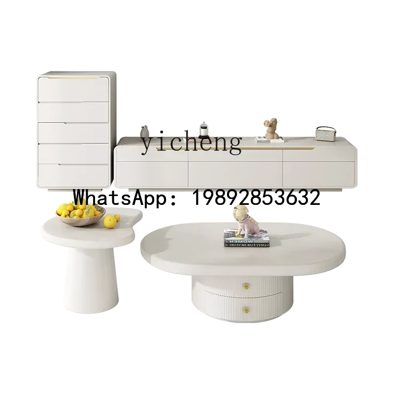 

z7 all solid wood cream wind floor TV cabinet coffee table combination simple modern living room home floor cabinet