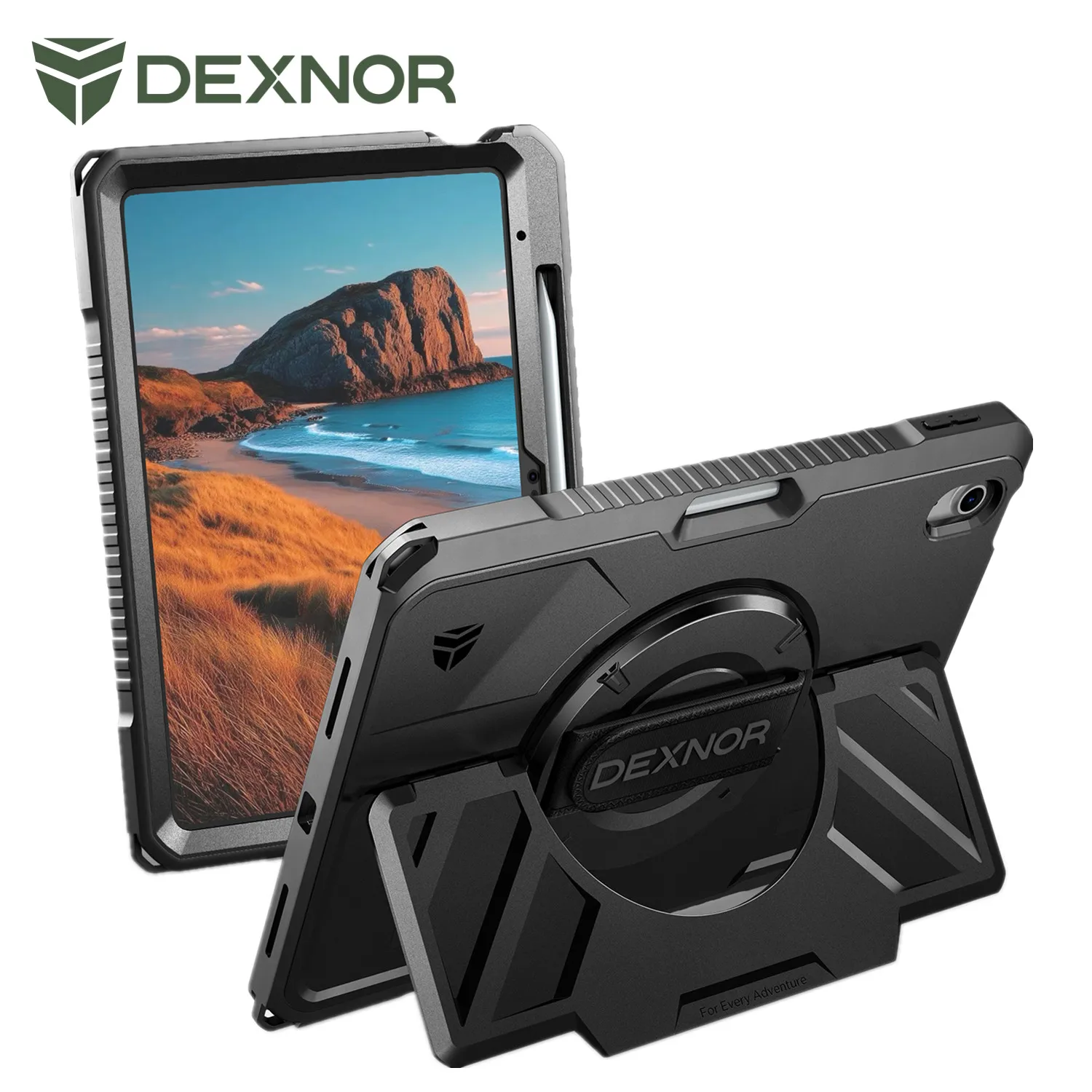 

Case for iPad (A16) 11th/10th Generation with 360° Rotating Hand Strap Stand & Screen Protector Pencil Holder Shockproof Cover