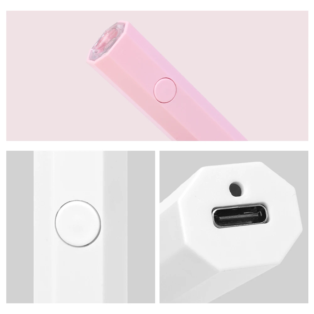 Handheld Nail Art One Light with Charging Data Cable Portable Mini Rechargeable Nail Art Tool Home Travel Use Nail Dryer Lamp