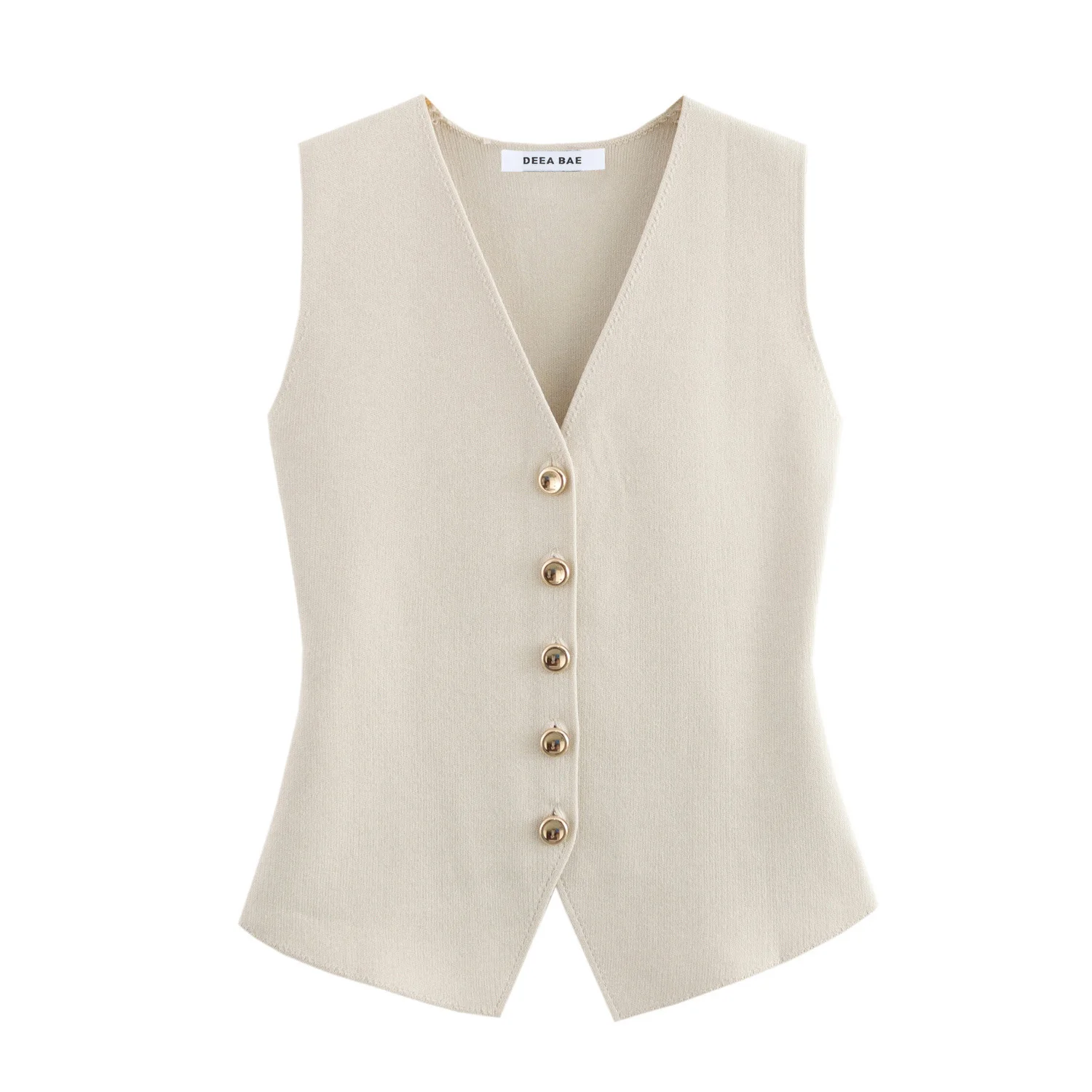 

European And American Style 2025 Spring New Product Women's Clothing Without Decoration V-neck Sleeveless Knitted Vest