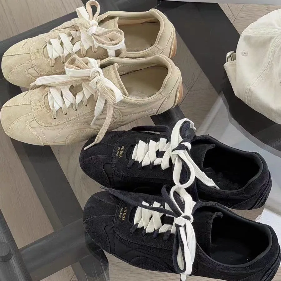 Genuine leather retro German training shoes for women, 2026 new model, flat casual sports shoes, lightweight sneakers, women's Forrest Gump shoes