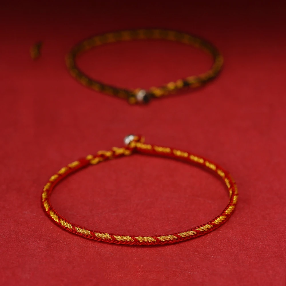 2PCS Handmade Tibetan Buddhist Lucky Bracelet Red Rope Bracelet Black Color Bracelets Matching Bracelets for Friendship Jewelry