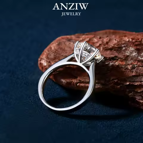 Gold Plated 100% 925 Silver 2-4 Carat Wedding Ring D Color Moissanite Solitaire Promise Rings for Women Engagement Jewelry Gift