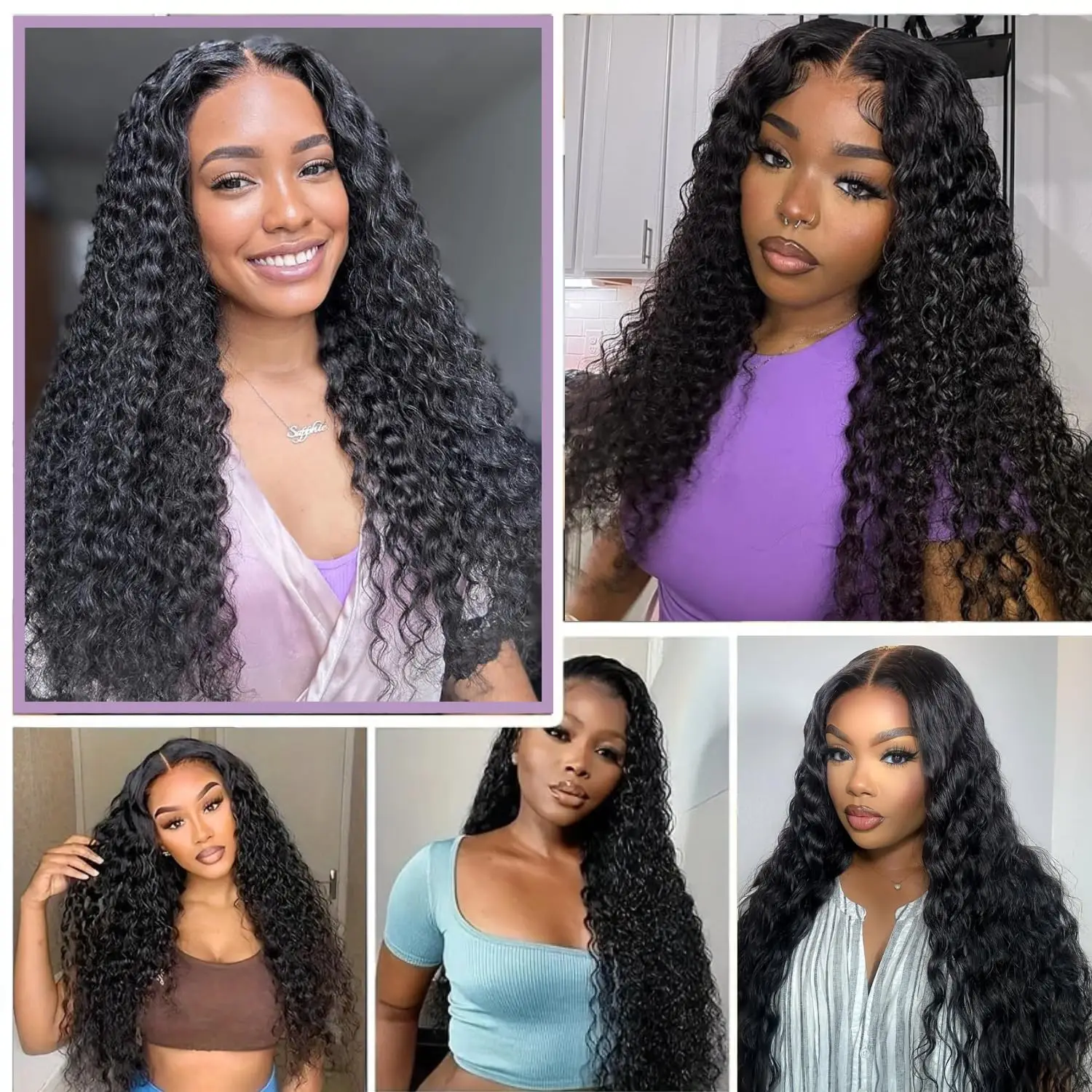 42 Inch Wear and Go Glueless Wigs Human Hair Pre Plucked Pre Cut 5x5 HD Lace Closure Wigs 250% Density Deep Wave Wig for Women image 6