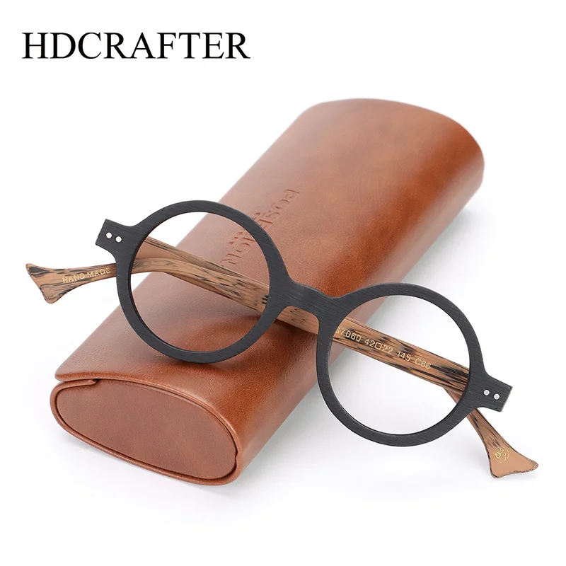HD Glasses Frames Retro Round Men Women Wood Acetate Optical Prescription Reading Glasses Frames Eyewear oculos de grau PS7060