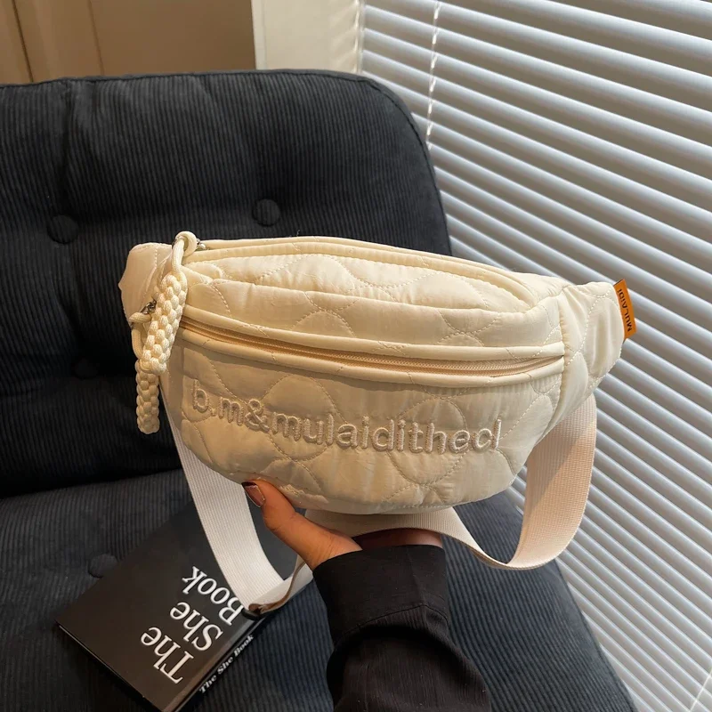 

Водонепроницаемая нейлоновая нагрудная сумка с ромбовидной решеткой, однотонная поясная сумка на молнии, сумка через плечо с нитью 2024, лидер продаж, сумки для женщин Bolsa Mujer