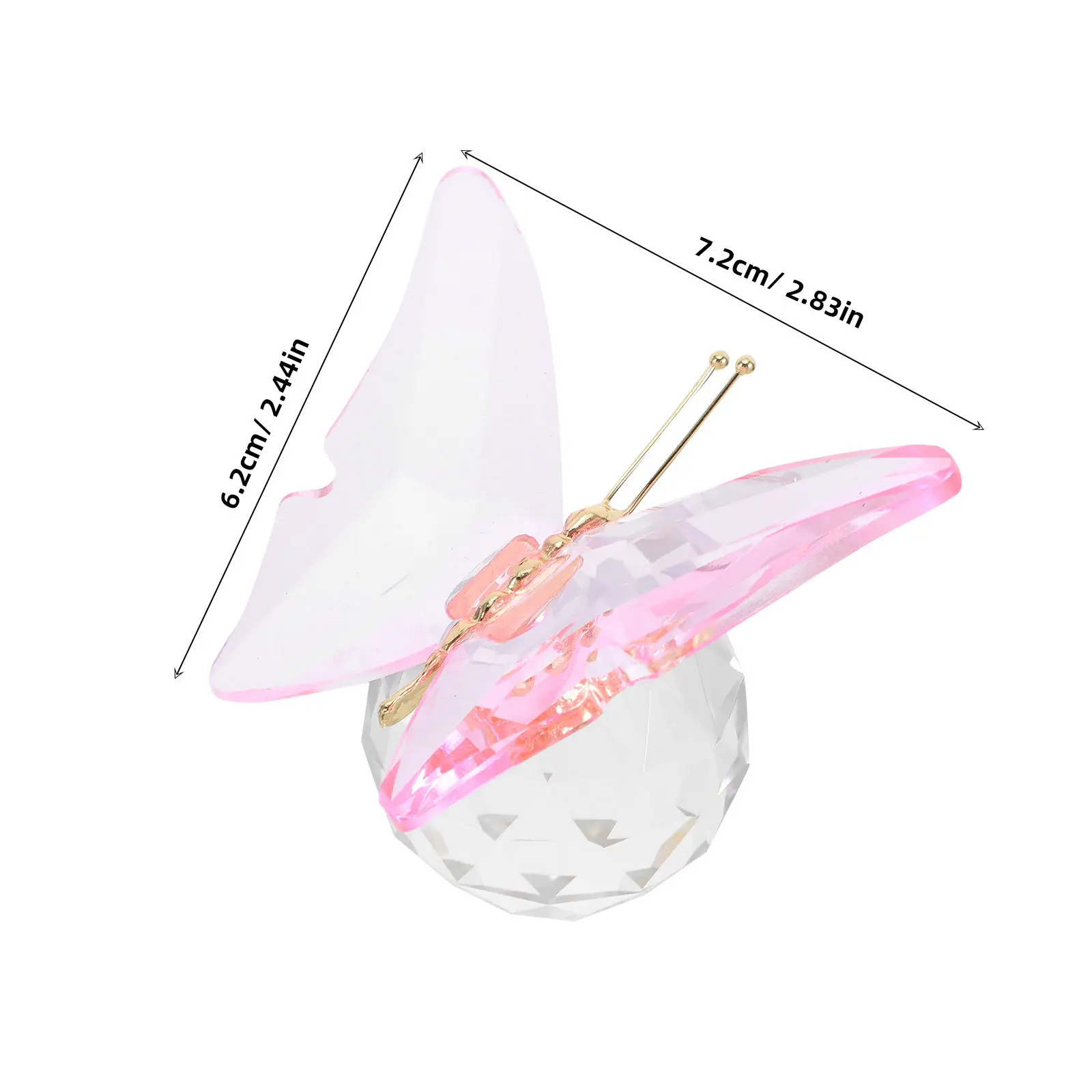 Crystal Butterfly Decor Handcrafted Glass Animal Ornament Elegant Shimmering Finish for Living Room Office Desktop Shelf Decor