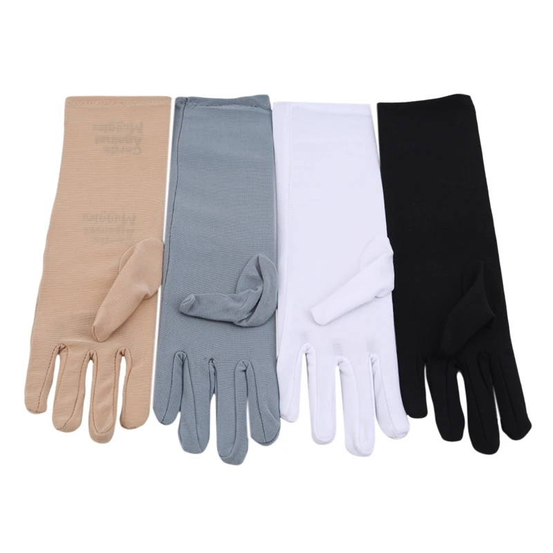 

Women Sunscreen Embroidered Gloves Lady Medium-long Thin Elastic Etiquette Gloves Summer Driving Car Accessories