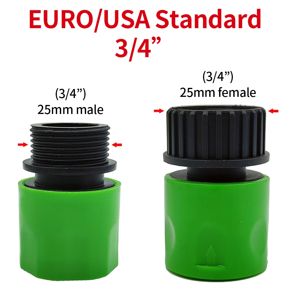 Quick Connector Nipple EURO USA 3/4 Inch Male Threaded Hose Pipe Adapter for Garden Tubing Drip Irrigation Watering System