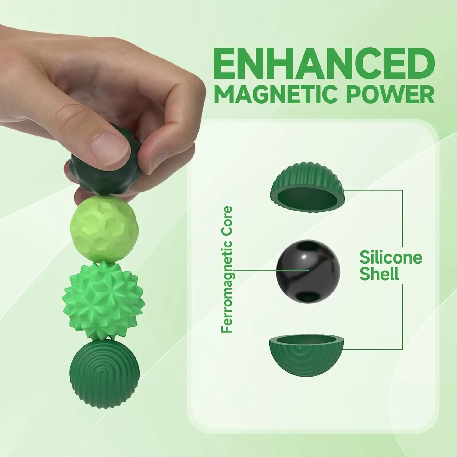 8Pcs Silicone Magnetic Sensory Balls Fidget Toy Worry Balls Autism Calming Fidgeting Toy Kid Adults Anxiety Relief Stress Toy