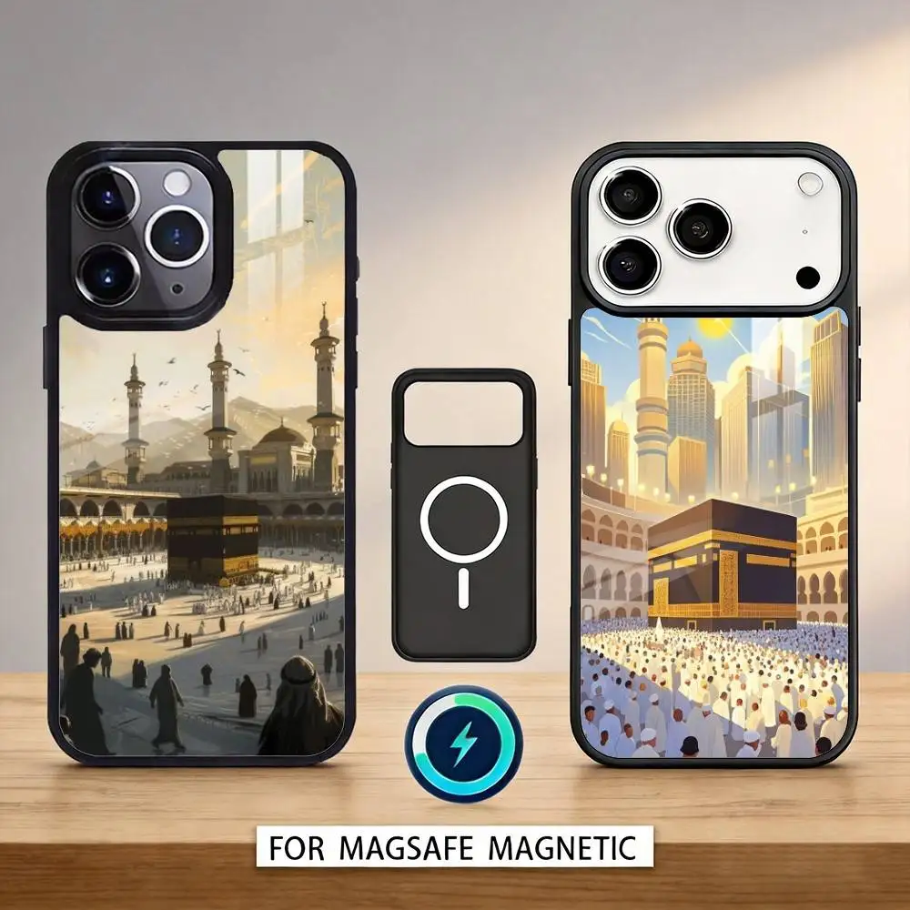 

IN Mecca P-Pilgrims Art Phone Case For iPhone17,16,15,14,13,12,Pro,Max,Magnetic For Magsafe Wireless Charging