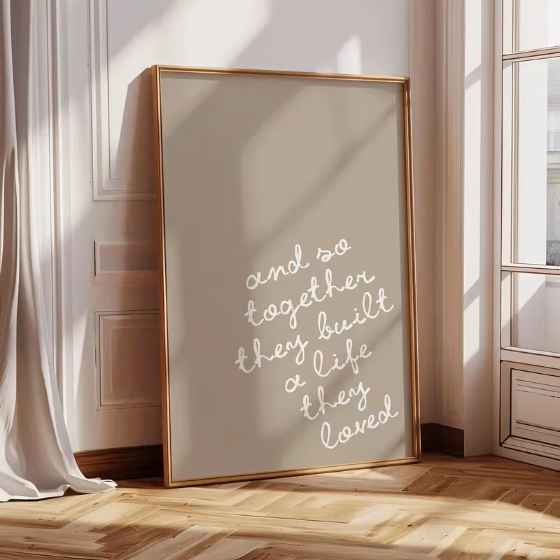 

Retro Couple's Canvas Wall Art "They Built The Life They Loved Together" Poster for Modern Bedroom and Living Room Decoration