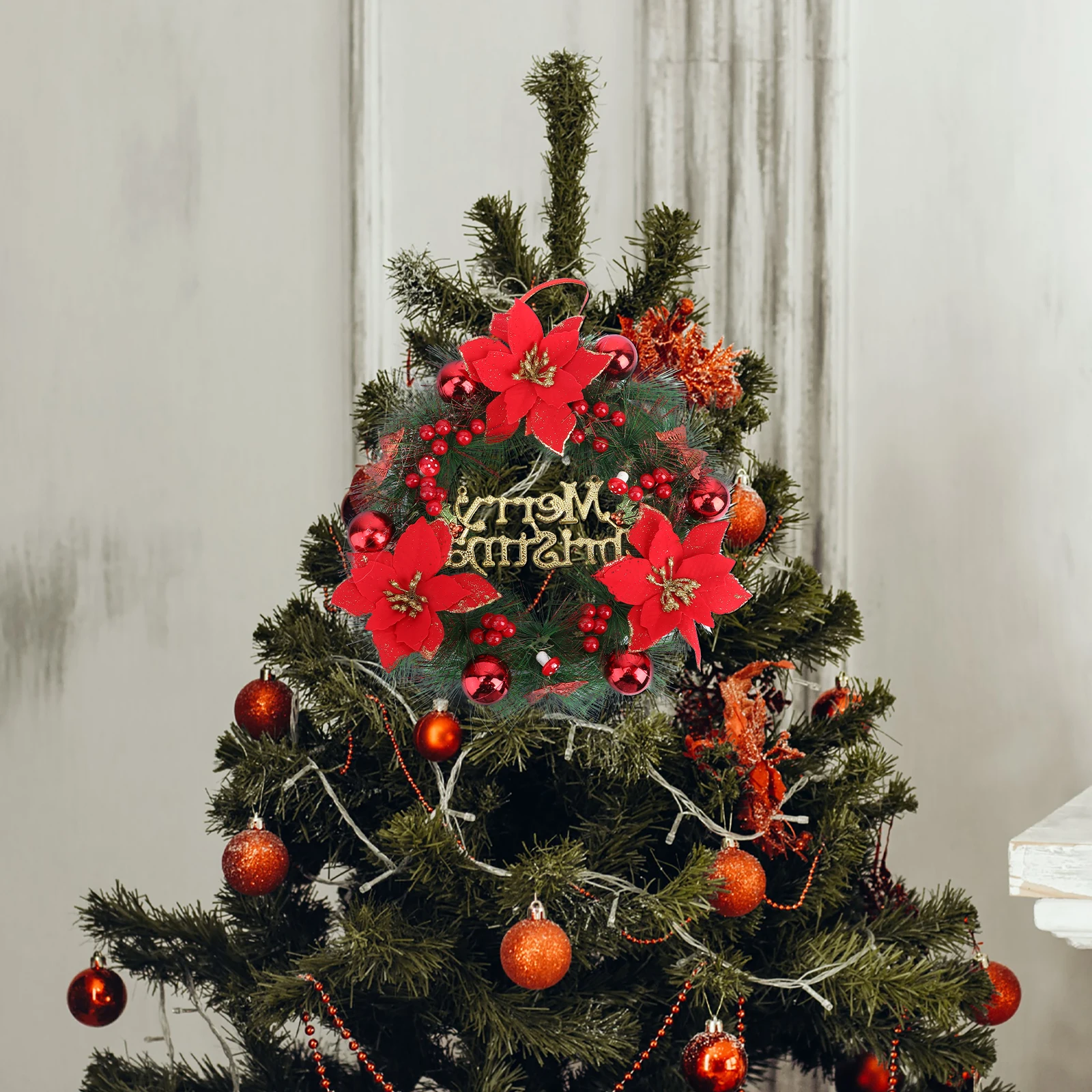 

Garland Decorations Wreath Christmas Door Xmas The Banner Holiday Merry Red Hanging Ornaments