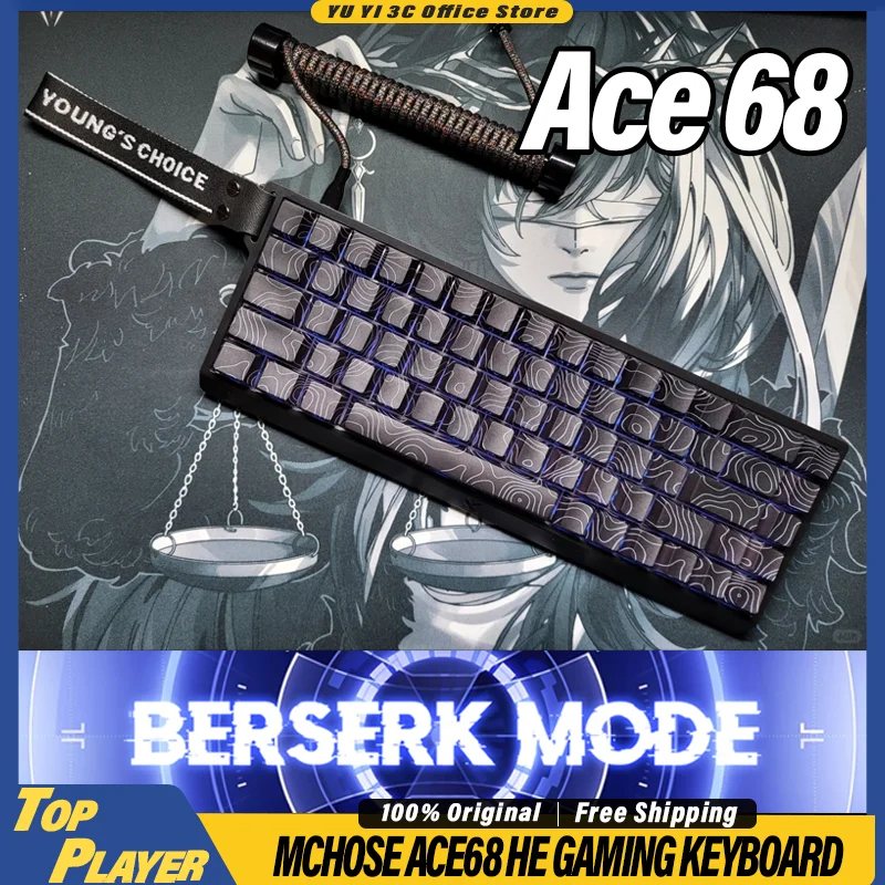 

MCHOSE Ace68 HE Игровая клавиатура Переключатель Холла Поддержка TOPSPEED 0,08 мс Низкая задержка 0,001 мм RT DKS SOCD MT TGL Dynamic RGB