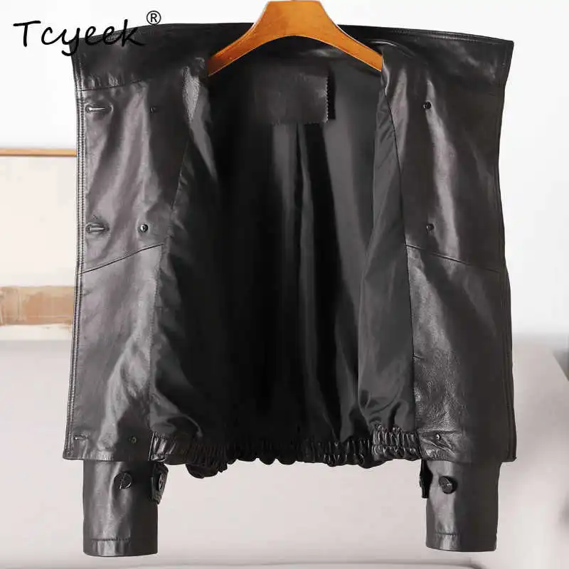 Tcyeek Real Leather Jacket Woman Genuine Cowhide Coat Women Clothes Oil Wax Spring Autumn Coats Streetwear Sobretudo Feminino