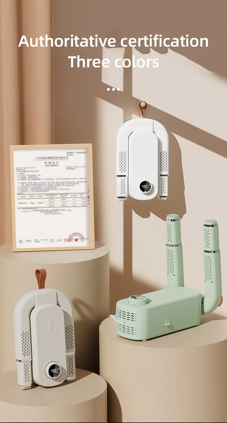 2025 توقيت ذكي المحمولة مجفف الأحذية الكهربائية متعددة الوظائف للطي توسيع إزالة الروائح الكريهة التعقيم للمنزل