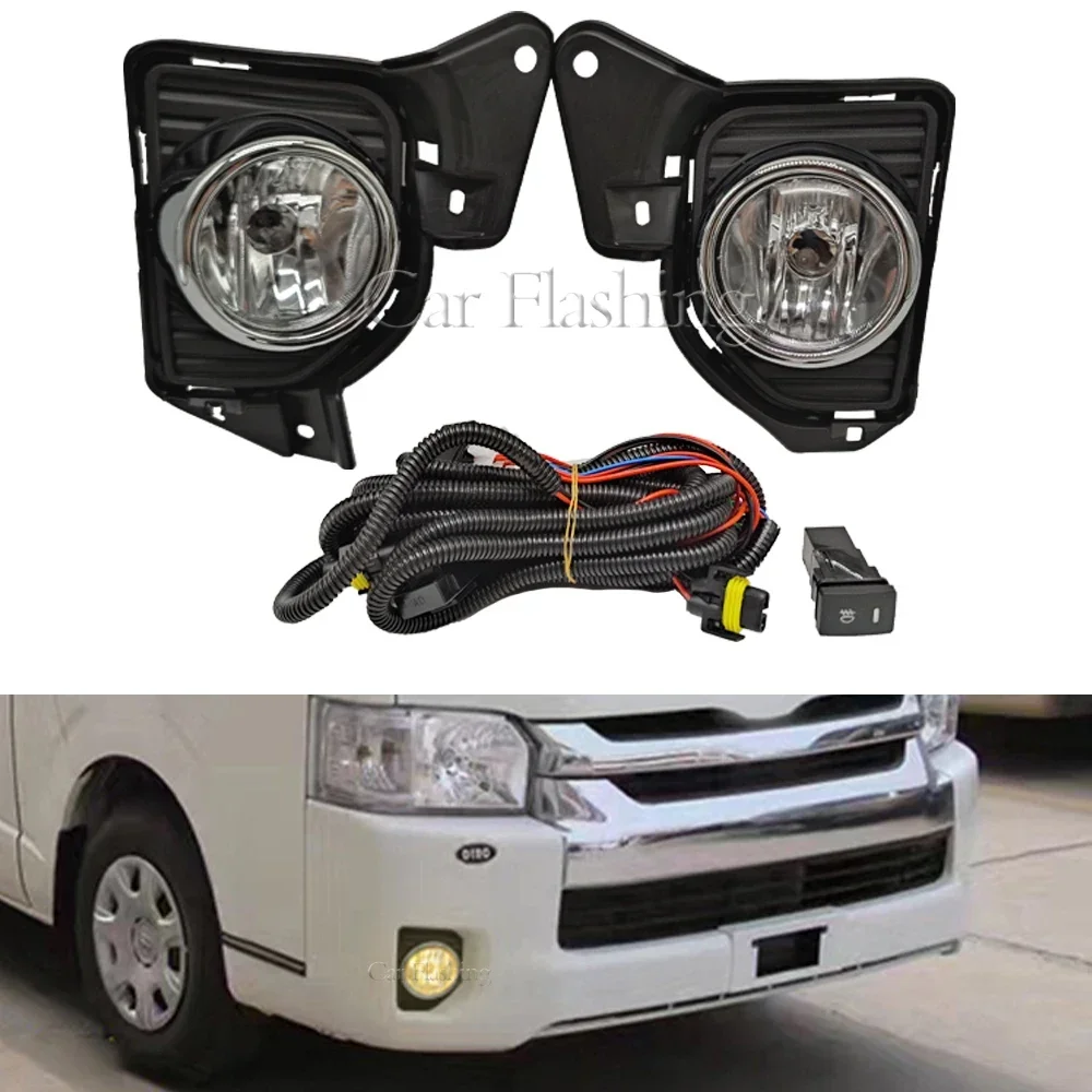 New！ Car Fog Lights Front Bumper Fog Lamp For Toyota Hiace 2014 2015 2016 Harness Wiring Cover Grille Halogen