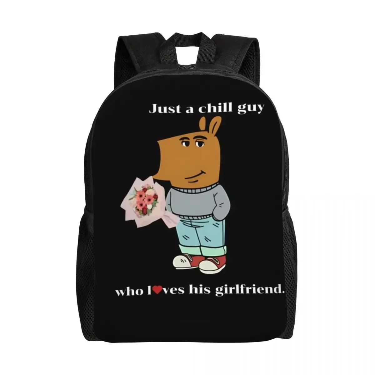 

Custom Funny Meme Just A Chill Guy Dog Backpack Women Men Casual Bookbag for College School Bags