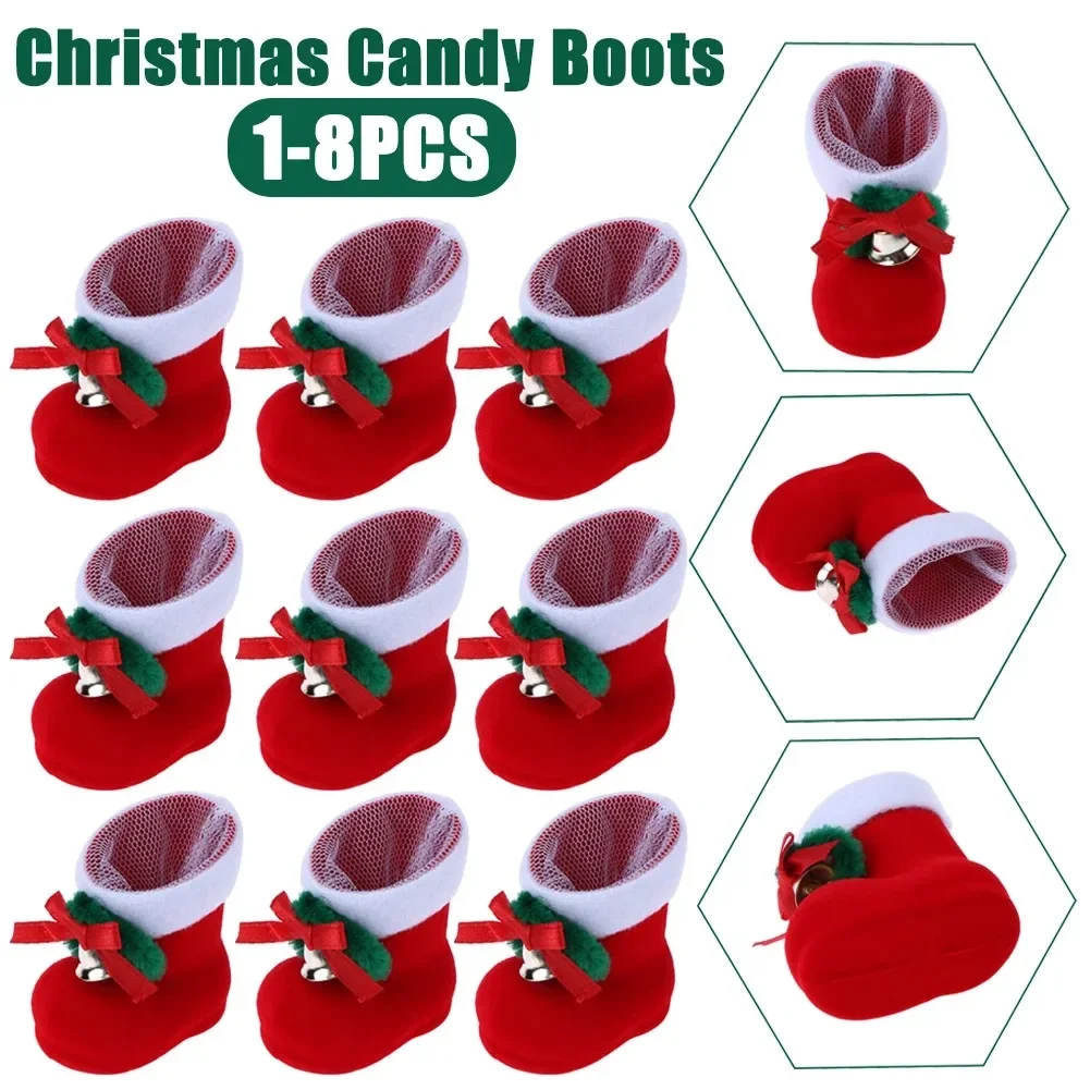 

1/2/5/8Pcs Christmas Gift Candy Boots Home Party Decor Christmas Santa Claus Candy Boots Mini Xmas Tree Decoration Pendant 2023