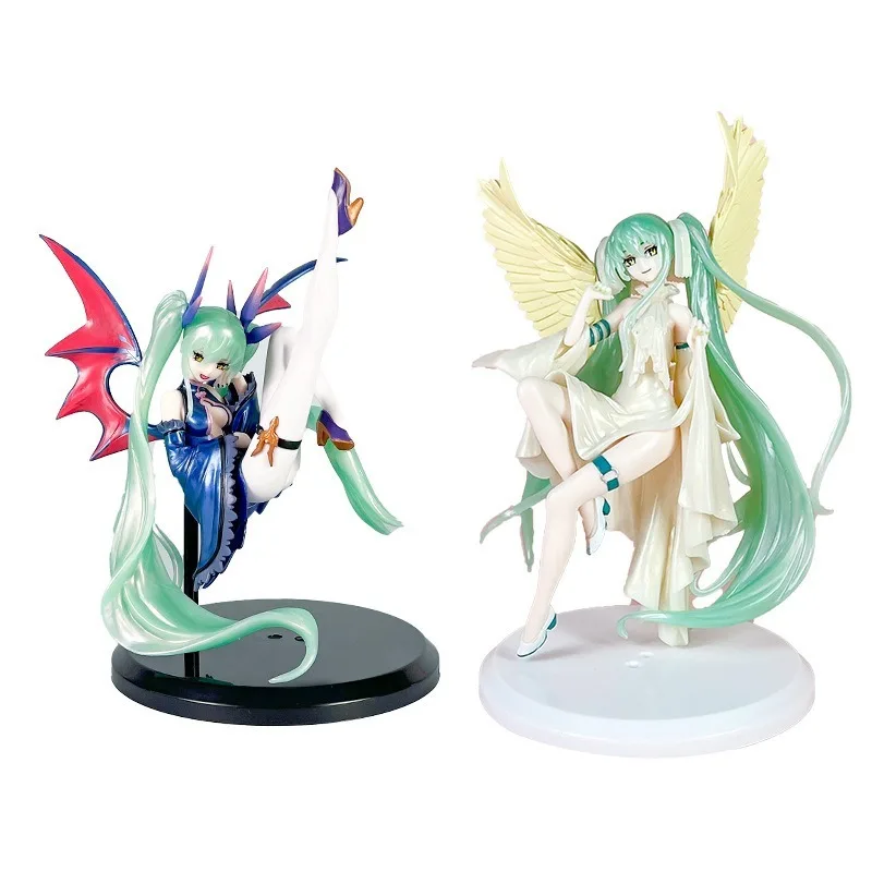 17-19 ซม.Hatsune Miku อะนิเมะ Dark Angel PVC รูปปั้นตุ๊กตา Bright Angel น่ารักบทบาทชุดของขวัญเครื่องประดับ