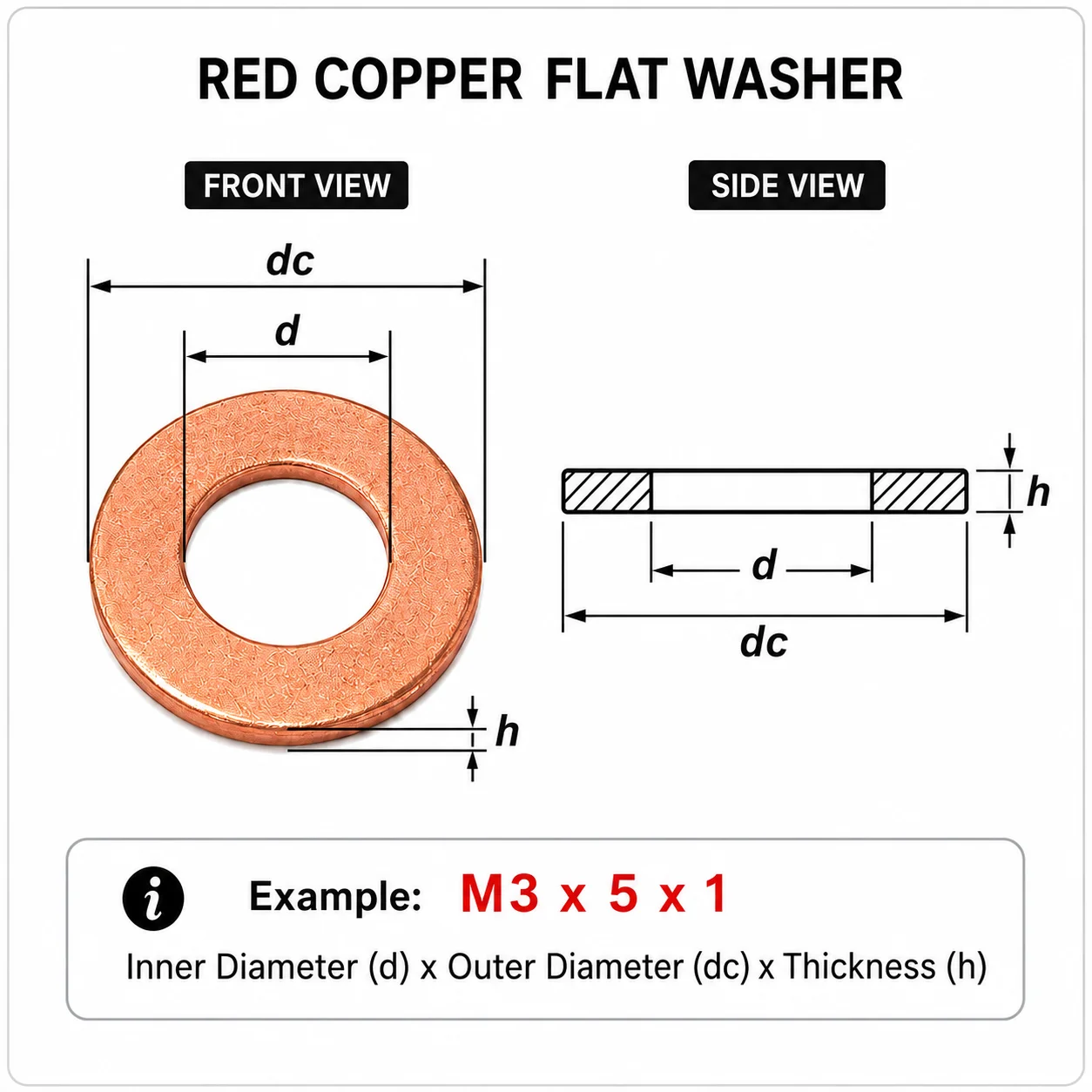 M3-M30 Copper Washer Gasket Nut and Bolt Set Sealing Solid Gasket Washer Flat Ring Seal Assortment Kit For Sump Plugs Bolt Parts
