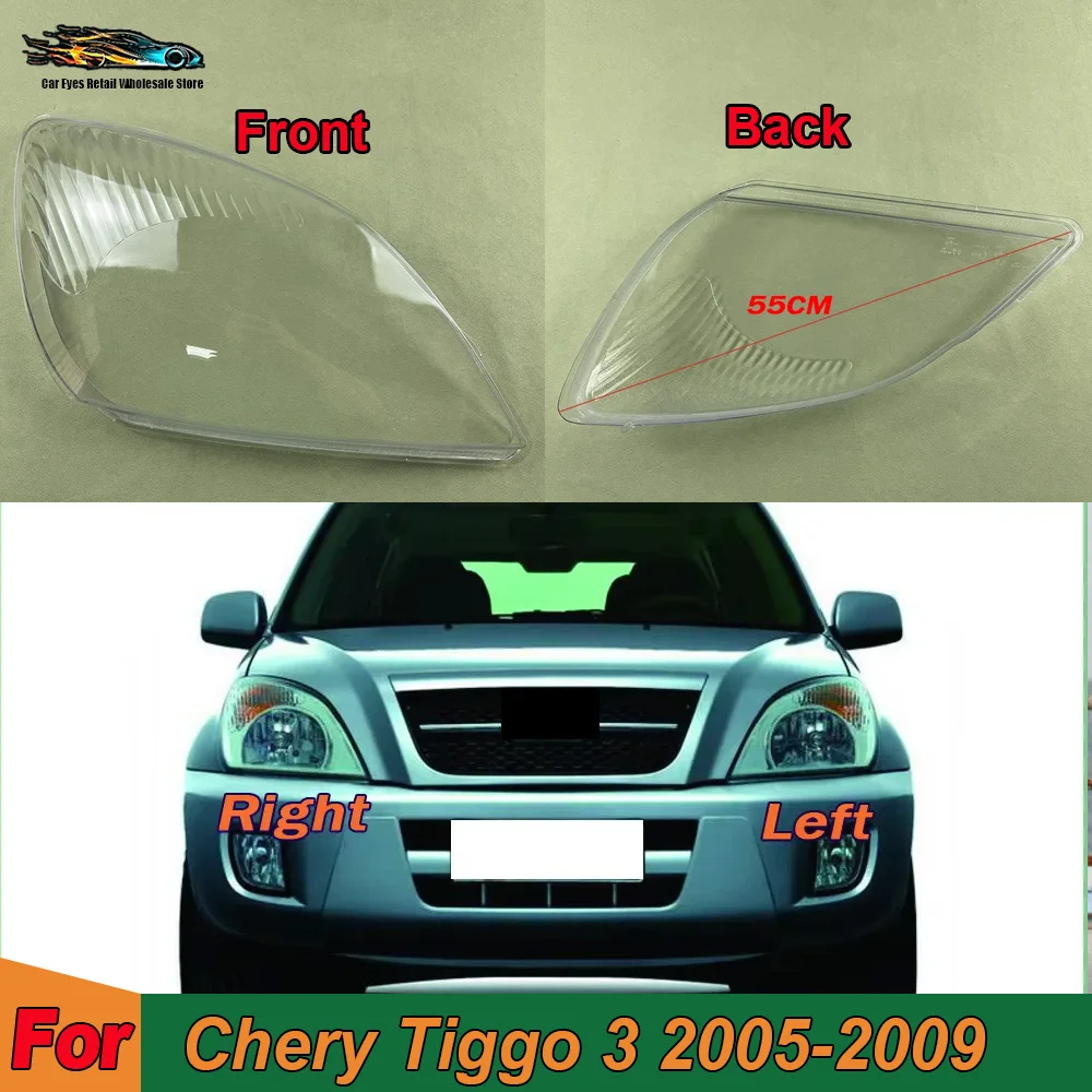 For Chery Tiggo 3 2005-2009 Transparent Lampshade Front Headlight Shell Headlamp Cover Lens Plexiglass Auto Replacement Parts
