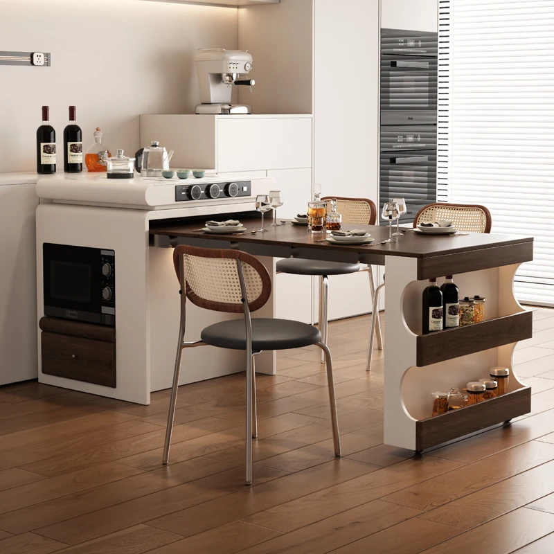 

Роскошный белый обеденный стол, индукционная варочная панель, длинные кухонные столы для ресторана, выдвижной остров, центр Mesa Comedor, мебель для дома