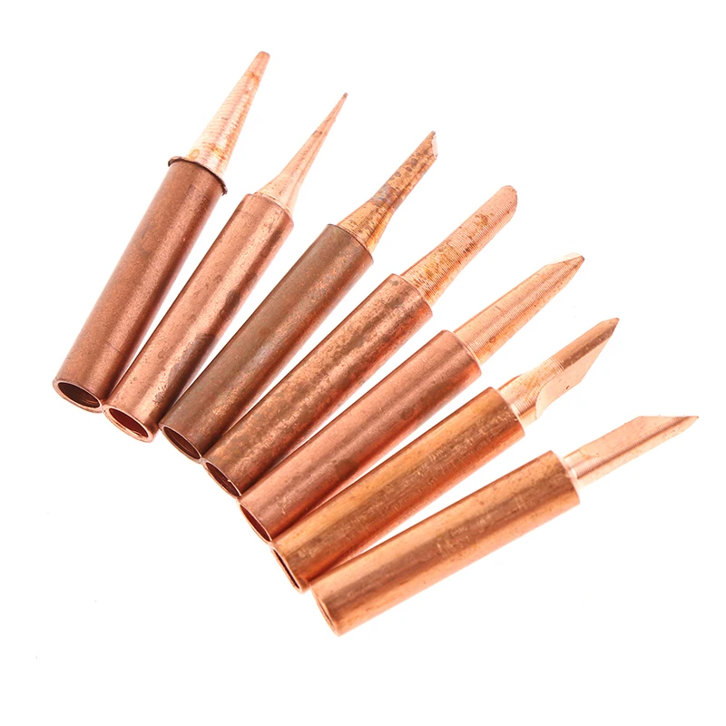 7pcs Copper T Soldering Iron Tip Set Electric Soldering Iron Lead-free Welding Tips Head BGA Soldering Tools Welding Tips