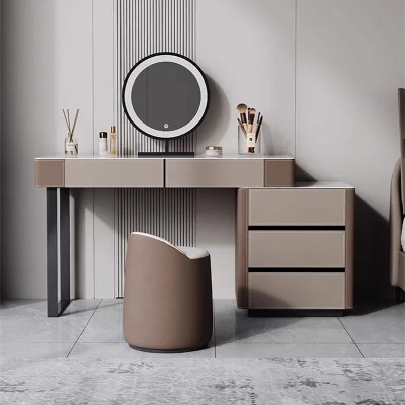 

Modern Minimal Dressing Table Drawers Storage Bedroom Dressing Table Mirror Hotel Luxury Tocador Para Dormitorio Furniture
