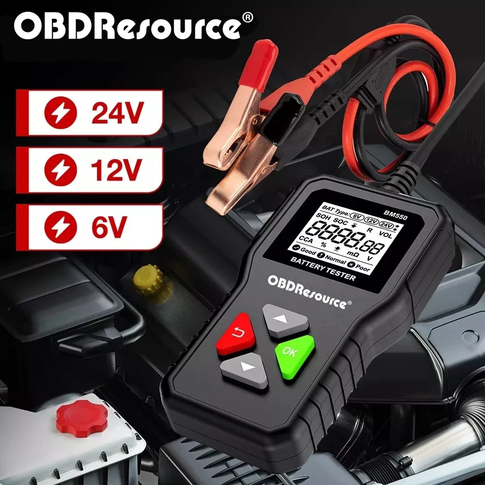 

OBDResource Car Battery Tester BM550 BR550+ 6V 12V 24V 100-2000CCA Battery System Detect Auto Battery Analyzer Car Battery Tool