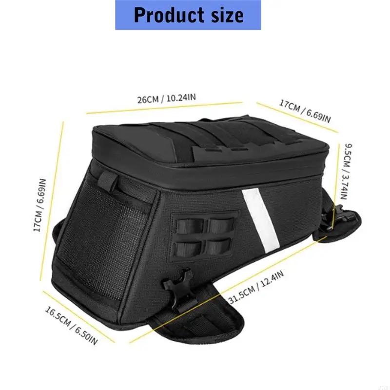 M76E Motorrad-Tankrucksack mit Öffnung von oben, 5 l Stauraum, Schnallenriemenbefestigung und Polyestergewebe-Körper für – Detail 6