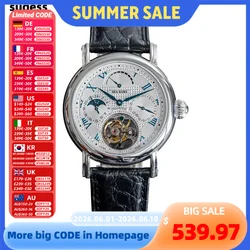 Sugess Seakors Mann Tourbillon Uhr Original St8007 Uhrwerk Skelett Zifferblatt Mondphase Armbanduhr 316l Gehäuse Saphir Romen Luxus