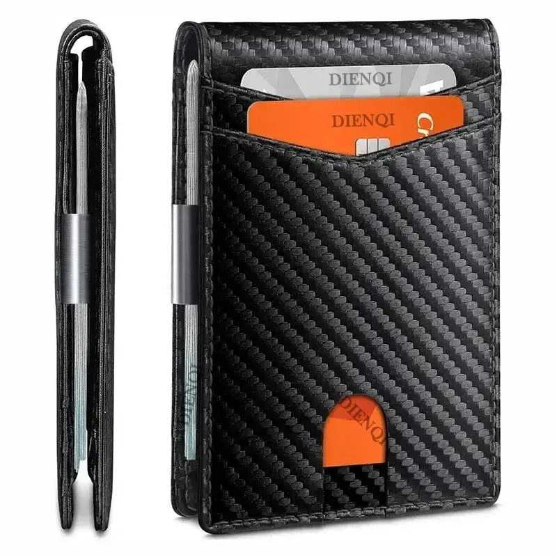 Dienqi rfid Kreditkarten inhaber Brieftaschen Männer Geld Tasche Geldbörse schlanke dünne Brieftasche für Männer kleine kurze Geldbörse männlich schwarz Vallet Brieftasche – Detail 6