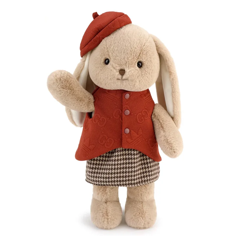 

Long Eared Rabbit Plush Toy Hugs Baby Exquisite Craft Soft Stuffed Bunny Doll With Clothes Sleep Comfort For Girls Birthday Gift