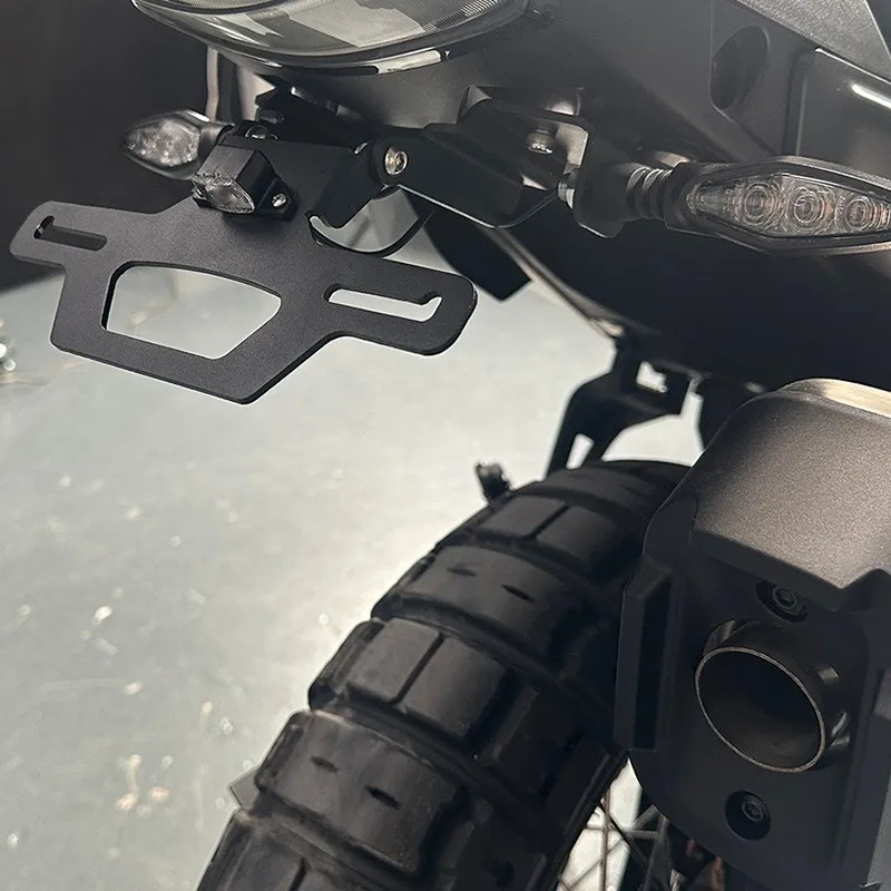 A80X-For 450MT/800MT-X 2024-2025 Compatible Motorcycle License Plate Holder Foldable Aluminum With Light Design