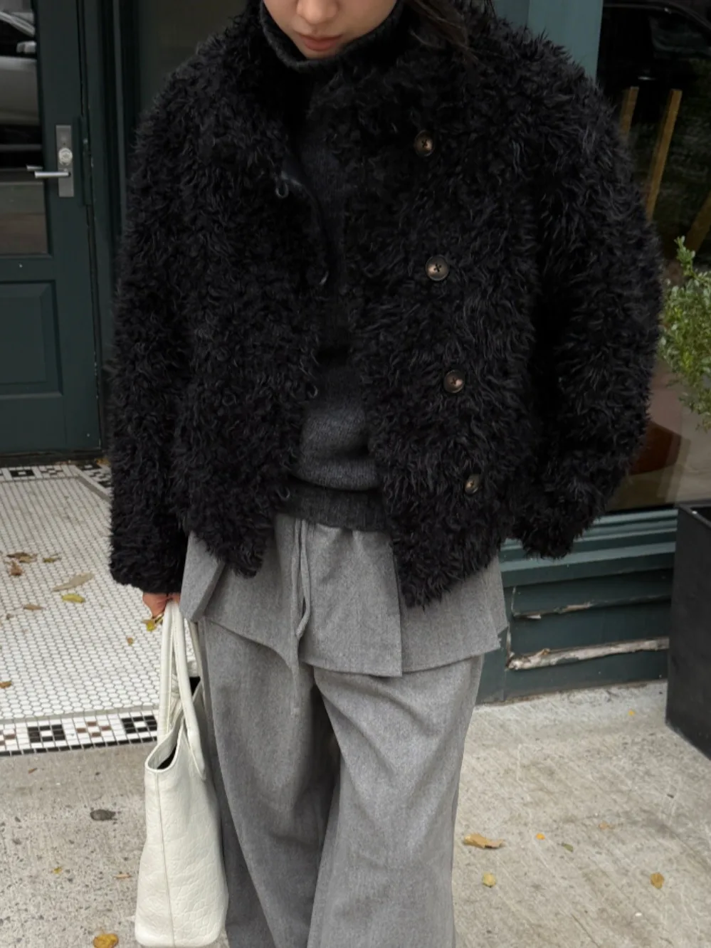 Donna retrò autunno inverno PU cotone Jaet pelliccia di agnello rifinita calore giunture design versatile pelliccia finta per tutte le età