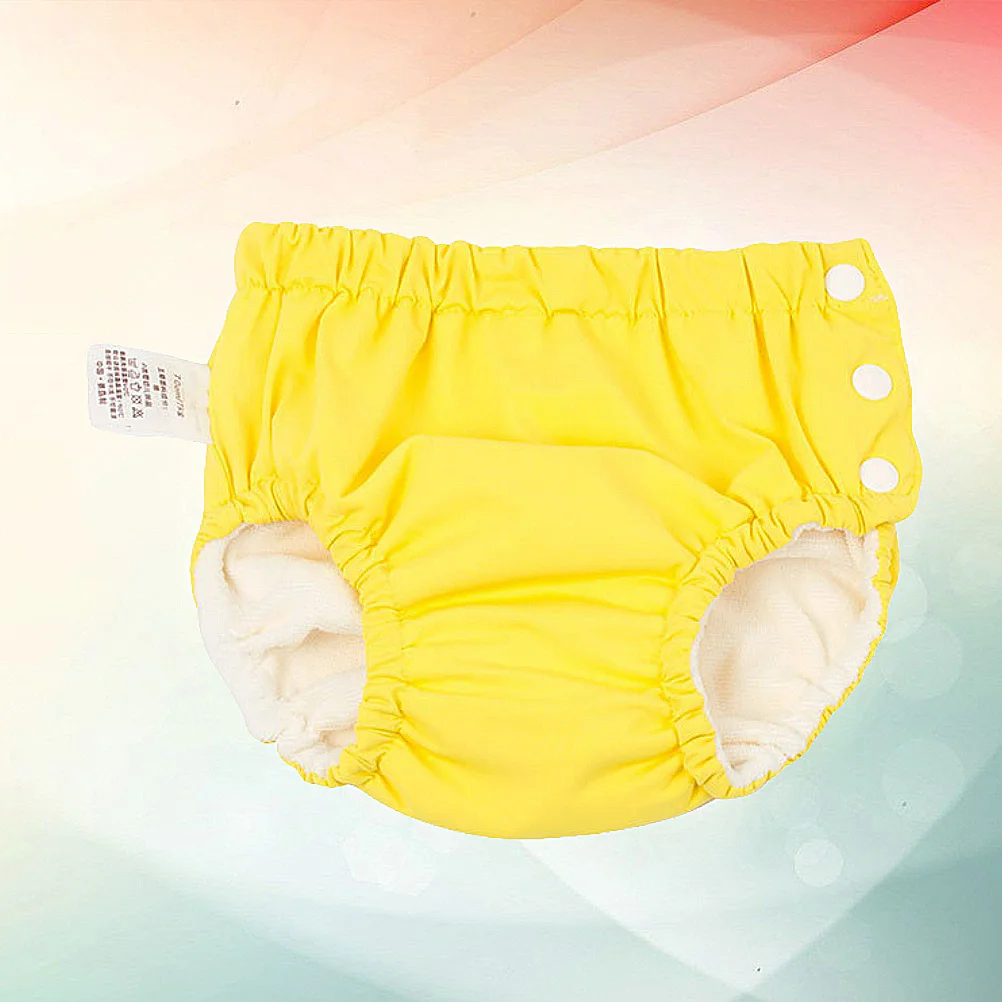 

Baby Waterproof Swimwear Diaper Pants Washable Adjustable Baby Swimming Pants Soft Leakproof Cartoon Yellow 90Cm