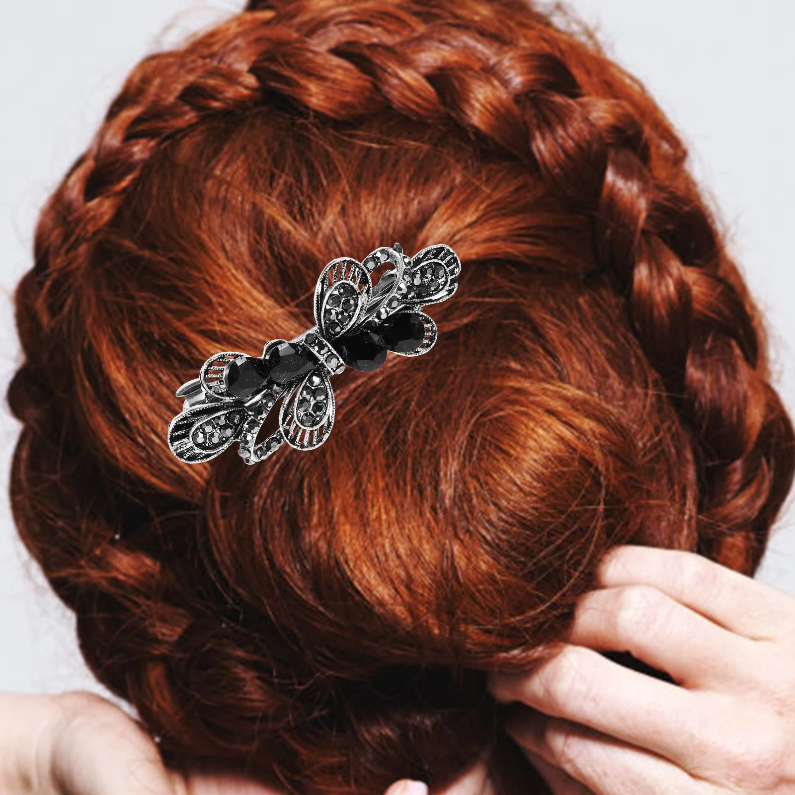 

Crystal Hairpin Rhinestone Clips Women Oval Barrette Accessory Metal Decorative Pins For Thick Thin Hair Styling Wedding Bride