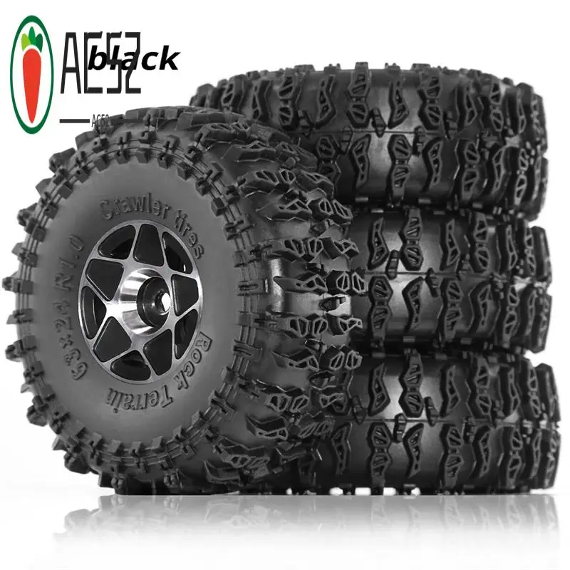 

AC52-4Pcs 63Mm 1.0 Inch Metal Beadlock Wheel Tire Set For 1/18 1/24 RC Crawler Car TRX4M SCX24 AX24 FCX24 Upgrade Part