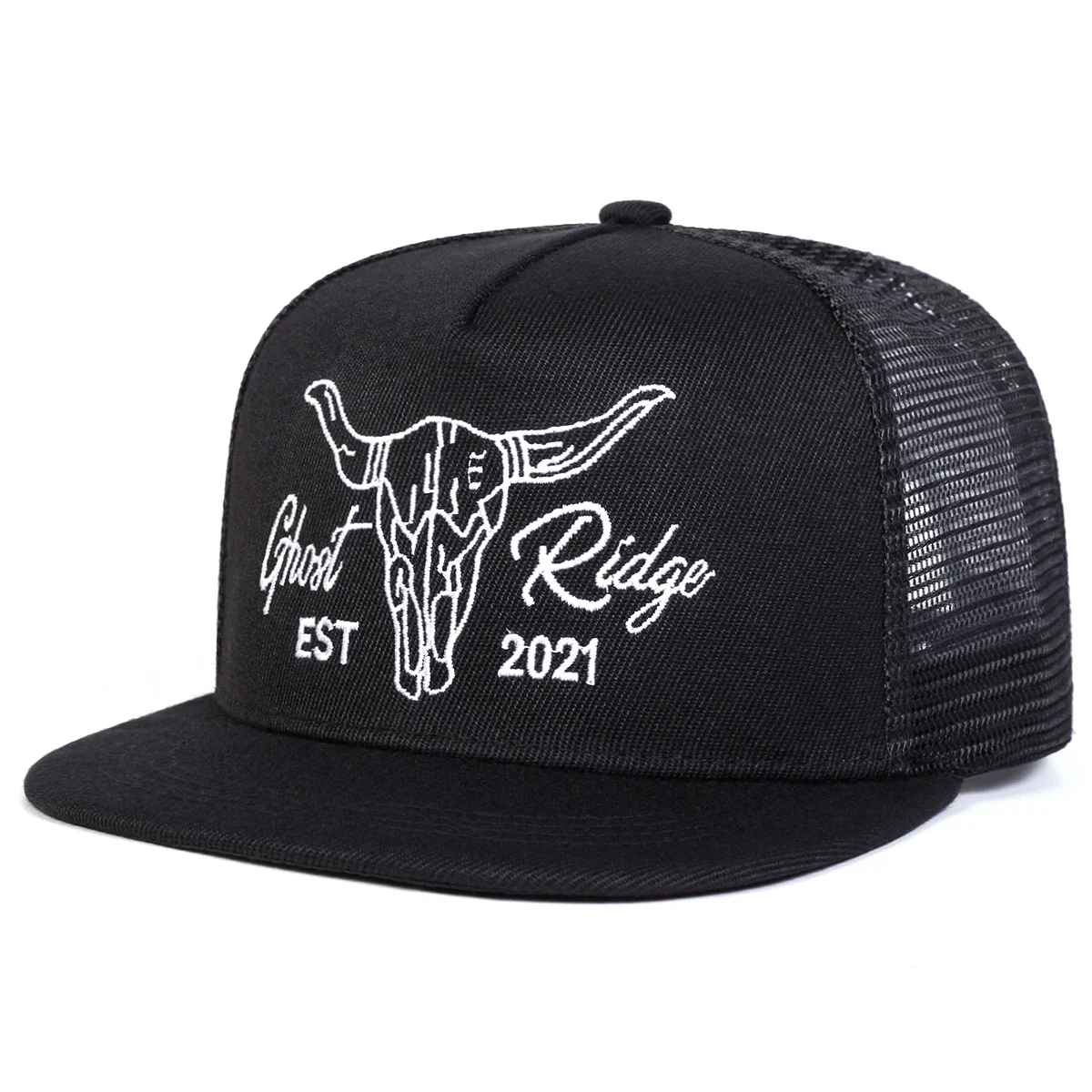 Unisex Ox Head Embroidery Hip-hop Net Hats Spring Summer Outdoor Adjustable Casual Baseball Caps Trucker Caps Sunscreen Hat