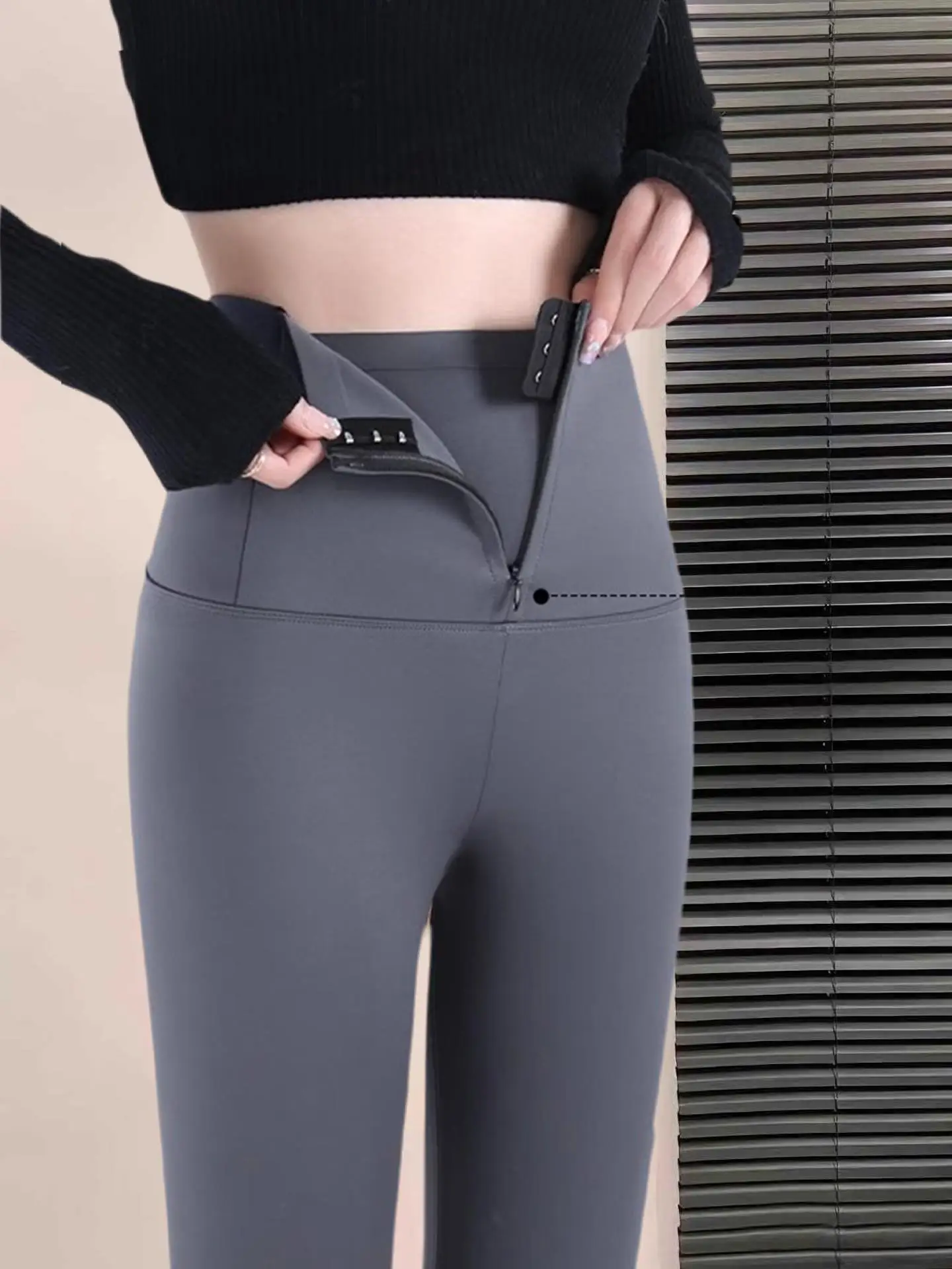 Pantaloni da yoga a vita alta Thiened Fce in pelle di arca Pantaloni da donna autunno inverno dimagranti con strato di base stretto Sollevamento del sedere Addome S...