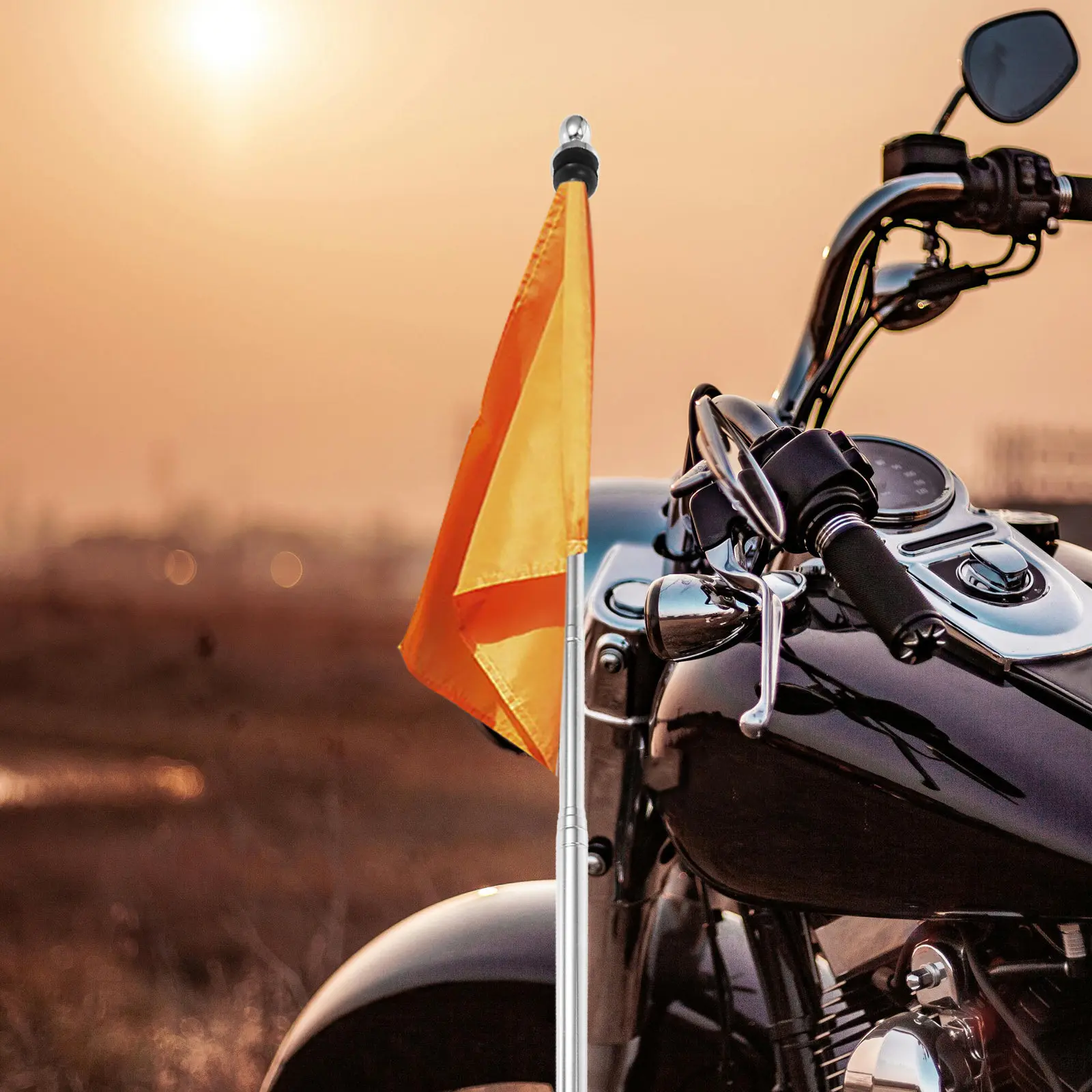 Stylish Motorcycle Flag Pole Mount for Bikes Aluminum Steel Construction Easy Install Adjustable Height Safety Optimized Outdoor