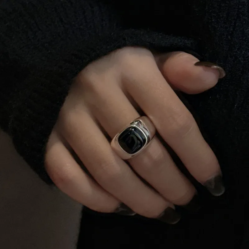 

S925 Sterling Silver Agate Ring Korean Design Simple Fashion Jewelry for Engagement Gift Wholesale