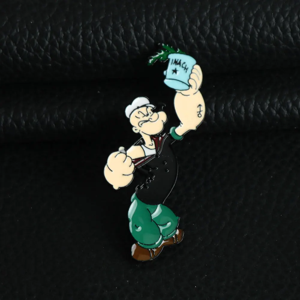 80er Jahre Cartoon Abzeichen Pins Brosche Niedliche Anime Figur Popeye The Sailor Form Emaille Cosplay Broschen Schmuck Geschenk für Freunde