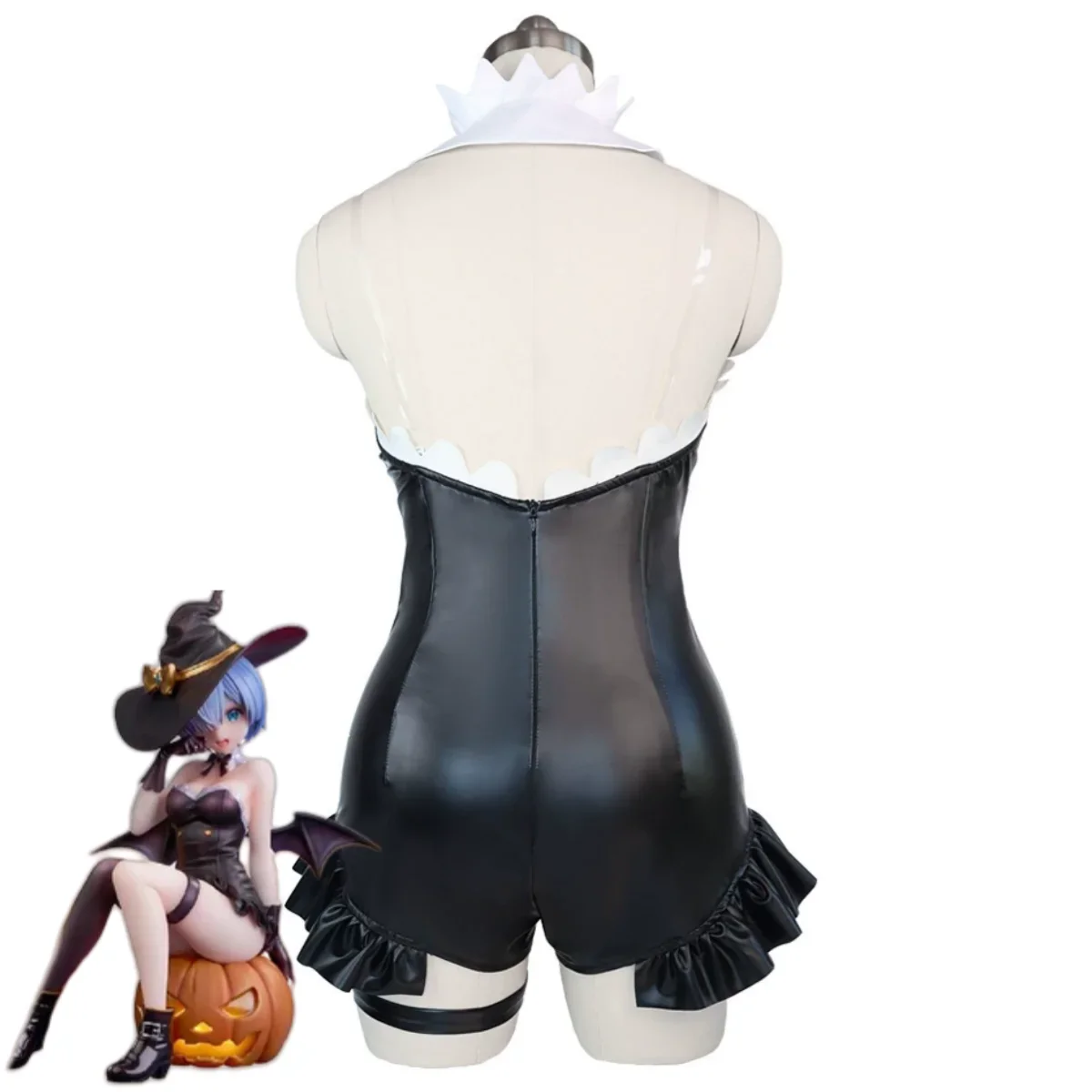 Cosplay Costume Bunny Girl Sexy Black Jumpsuit Pu Leather Wig Women Party Suit 2025 Black