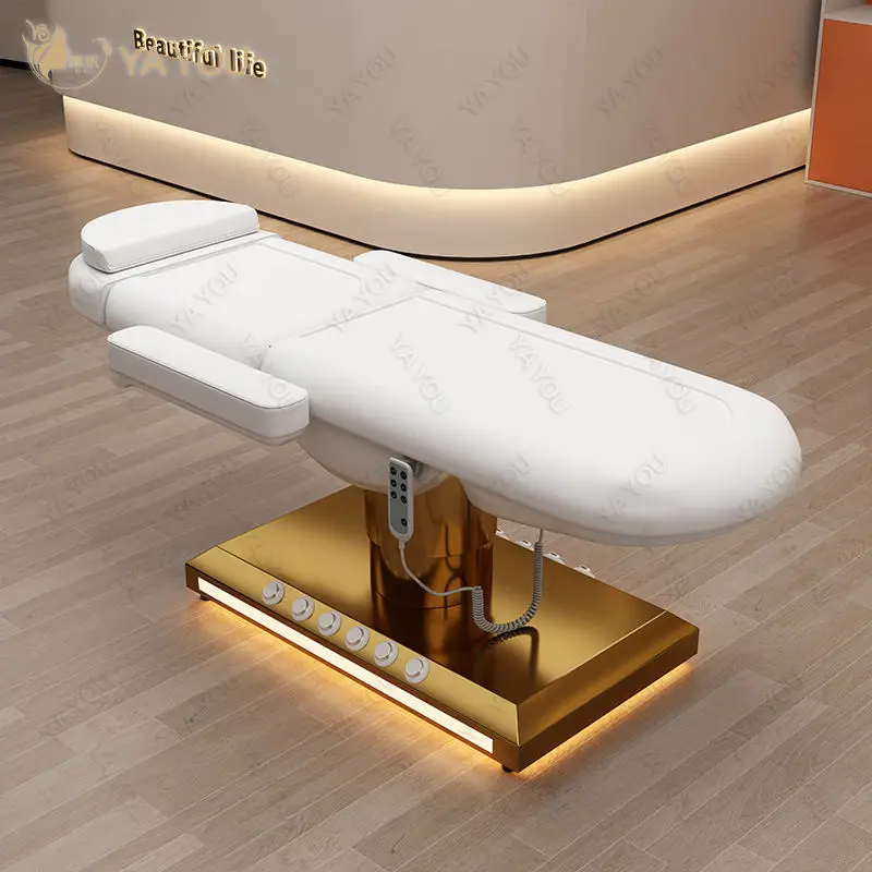 Professional 3-Motor Electric Massage Bed With Foot Control Adjustable Height For Beauty Salon Spa Treatment