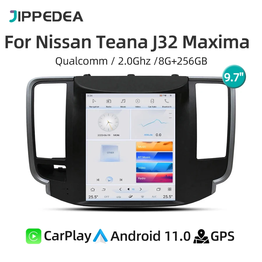 Android 11.0 Car Multimedia Player Tesla Style Qualcomm CarPlay GPS 4G WiFi DSP Car Radio For Nissan Teana J32 Maxima 2008-2012